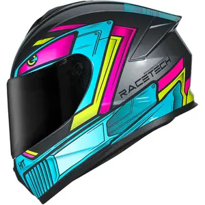 Capacete Race Tech Hit Android - Cinza/Rosa