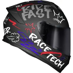 Imagem 3 de Capacete Race Tech Hit Faster - Preto/Vermelho Fosco