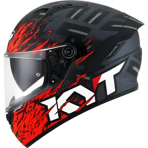 Capacete KYT Striker 2V Flaming - Cinza/Vermelho