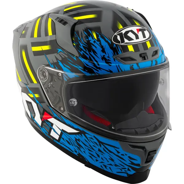 Figthing 7.5キロ✖️2 Capacete KYT Striker 2V Flaming - Cinza Nardo/Azul - Grid Motors