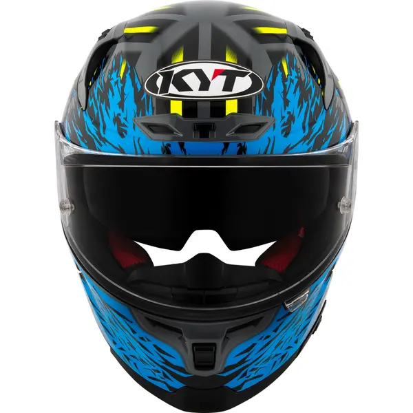 Capacete KYT Striker 2V Flaming - Cinza Nardo/Azul - Grid Motors