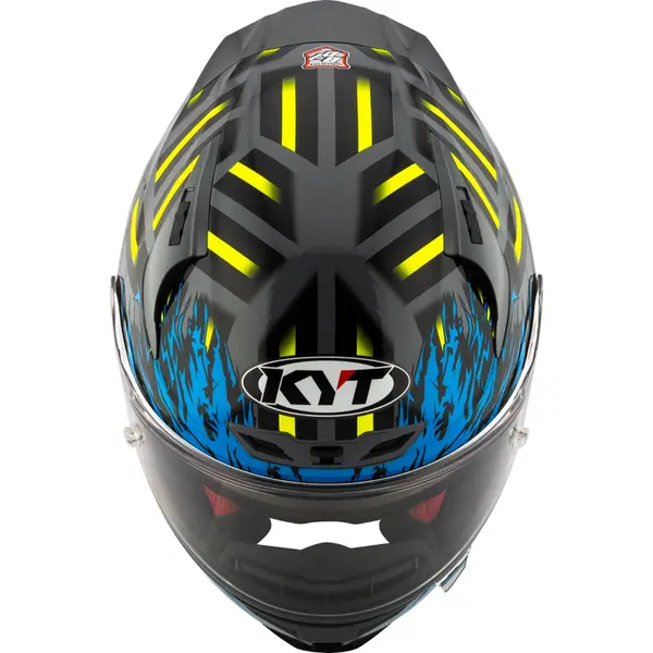 Capacete KYT Striker 2V Flaming - Cinza Nardo/Azul - Grid Motors