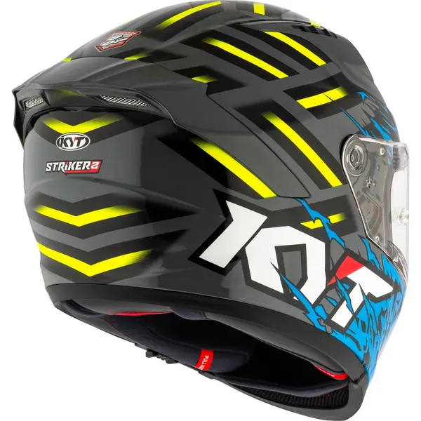 Capacete KYT Striker 2V Flaming - Cinza Nardo/Azul - Grid Motors
