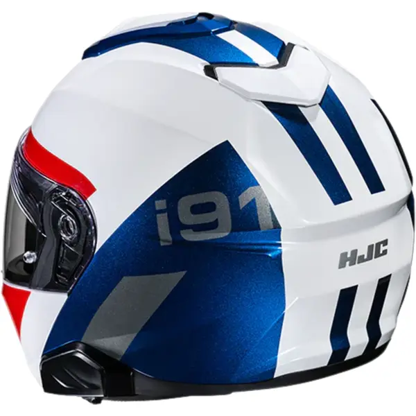 Capacete HJC I91 Bina - Branco/Vermelho/Azul (Articulado) - Grid