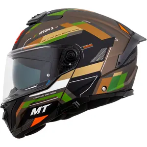 Capacete MT Atom 2 SV Bast A6 - Marrom/Verde Fosco (Articulado)