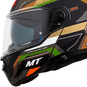 Imagem 2 de Capacete MT Atom 2 SV Bast A6 - Marrom/Verde Fosco (Articulado)