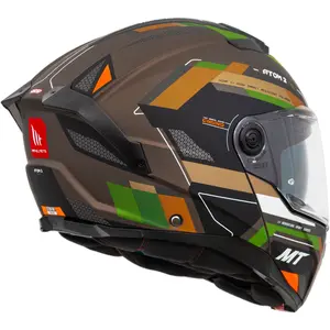 Imagem 5 de Capacete MT Atom 2 SV Bast A6 - Marrom/Verde Fosco (Articulado)
