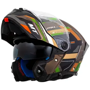 Imagem 3 de Capacete MT Atom 2 SV Bast A6 - Marrom/Verde Fosco (Articulado)