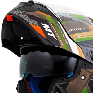 Imagem 4 de Capacete MT Atom 2 SV Bast A6 - Marrom/Verde Fosco (Articulado)
