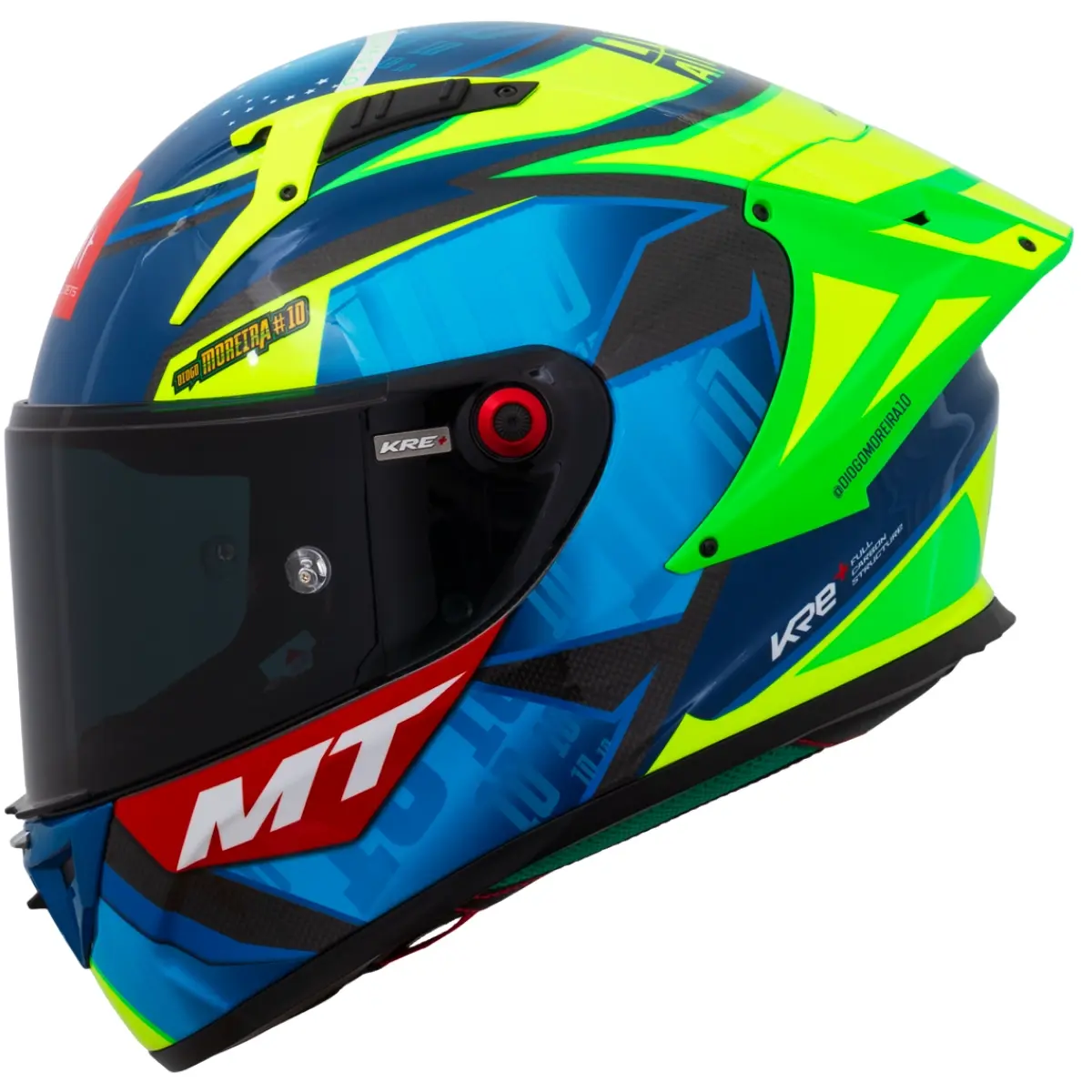 Capacete MT KRE+S Diogo Moreira A7 Carbon - Azul - Grid Motors
