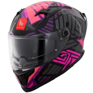 Imagem 2 de Capacete MT Braker SV Zebra B8 - Preto/Rosa Fluor