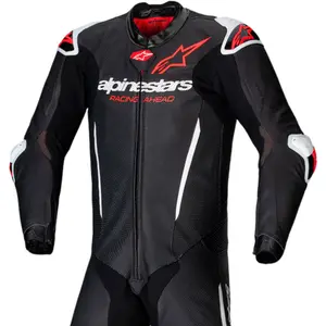 Imagem 3 de Macacão Alpinestars GP R7 1 Peça - Preto/Branco/Vermelho Fluor