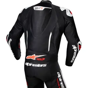 Imagem 5 de Macacão Alpinestars GP R7 1 Peça - Preto/Branco/Vermelho Fluor