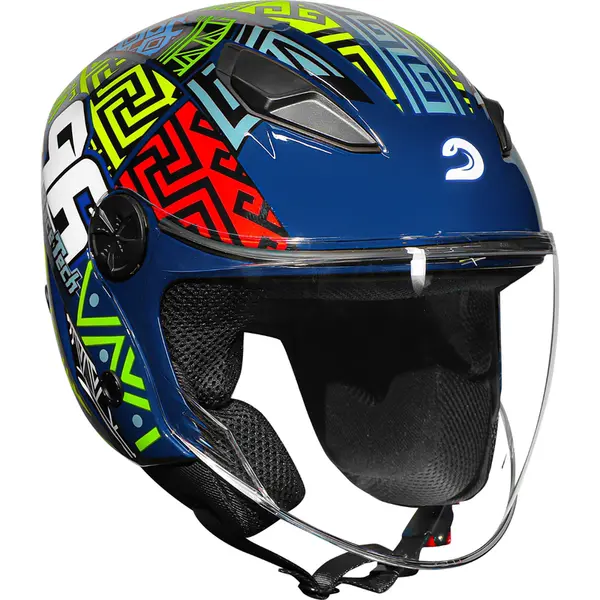 Capacete Race Tech Play Art - Azul/Laranja (Aberto) - Grid Motors