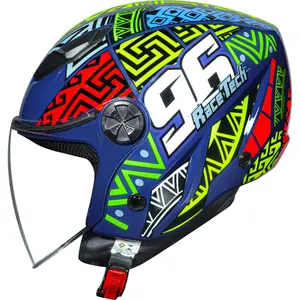 Capacete Race Tech Play Art - Azul/Laranja (Aberto) - Grid Motors