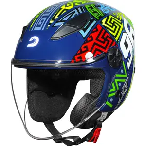Imagem 3 de Capacete Race Tech Play Art - Azul/Laranja (Aberto)