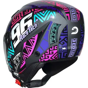 Imagem 7 de Capacete Race Tech Play Art - Cinza Titânio/Azul (Aberto)