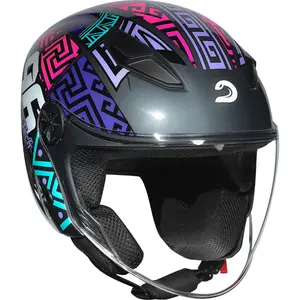 Imagem 4 de Capacete Race Tech Play Art - Cinza Titânio/Azul (Aberto)