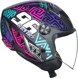Imagem 2 de Capacete Race Tech Play Art - Cinza Titânio/Azul (Aberto)