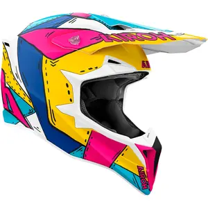 Imagem 2 de Capacete Airoh Wraaap Paint - Branco/Azul/Rosa/Amarelo Fosco