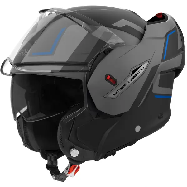 Capacete Airoh Mathisse Genius - Cinza/Azul Fosco (Articulado