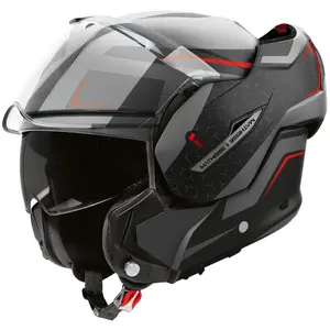 Imagem 2 de Capacete Airoh Mathisse Magnet - Cinza/Vermelho Fosco (Articulado)