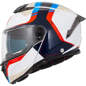 Imagem 1 de Capacete MT Atom 2 SV Emalla C7 - Branco/Azul (Articulado)