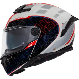Imagem 1 de Capacete MT Atom 2 SV Destiny C5 - Branco/Azul (Articulado)