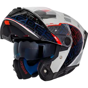 Imagem 2 de Capacete MT Atom 2 SV Destiny C5 - Branco/Azul (Articulado)