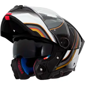 Imagem 2 de Capacete MT Atom 2 SV Xenom B9 - Branco/Preto (Articulado)