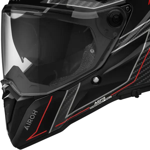 Capacete Airoh Commander 2 Carbon Stylish - Preto/Vermelho - Grid