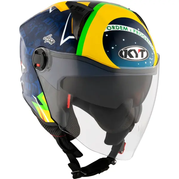 Capacete KYT D-City Diogo Moreira 2024 - Azul/Amarelo (Aberto