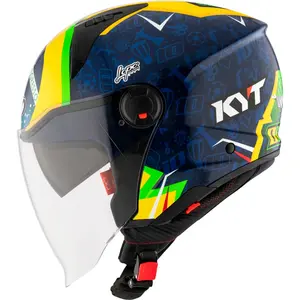 Capacete KYT D-City Diogo Moreira 2024 - Azul/Amarelo (Aberto)