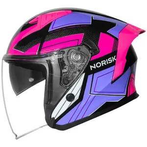 Capacete Norisk Downtown 2 Provenza (Aberto) - Preto/Roxo - Grid