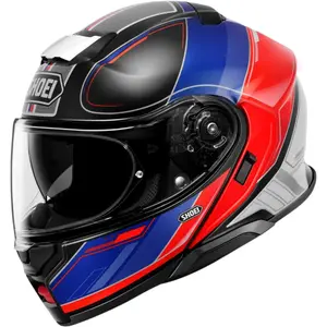 Capacete Shoei Neotec 3 Sharpen TC-10 - Preto/Azul/Vermelho (Articulado)