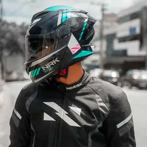 Imagem 10 de Capacete Norisk Force 2 Maxx - Azul/Verde (Articulado)