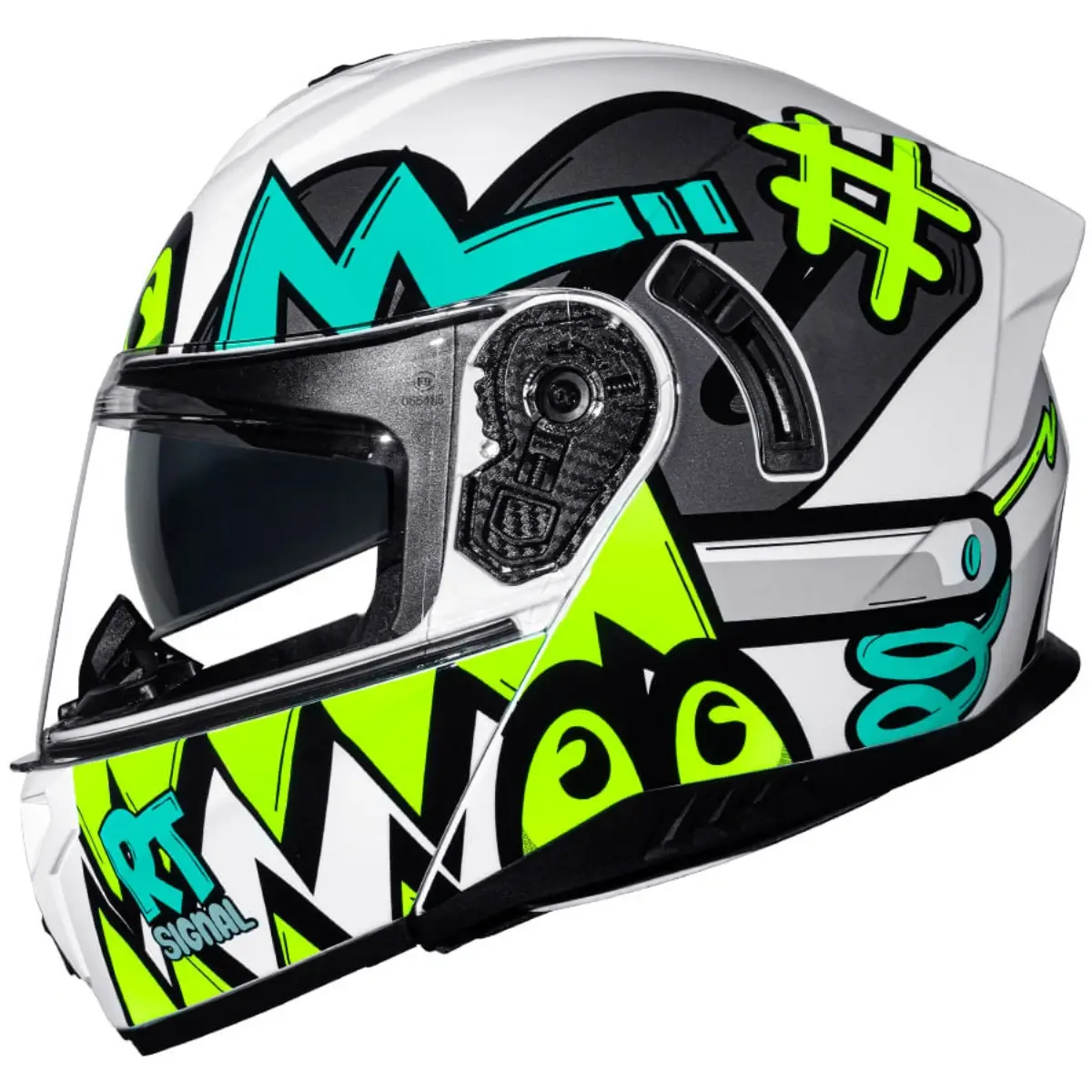 Capacete Race Tech Signal Stuff - Branco/Cinza (Articulado) - Grid Motors