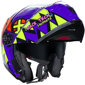 Imagem 6 de Capacete Race Tech Signal Stuff - Roxo/Laranja (Articulado)
