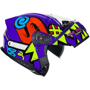 Imagem 4 de Capacete Race Tech Signal Stuff - Roxo/Laranja (Articulado)
