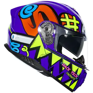 Imagem 2 de Capacete Race Tech Signal Stuff - Roxo/Laranja (Articulado)