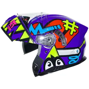 Imagem 3 de Capacete Race Tech Signal Stuff - Roxo/Laranja (Articulado)