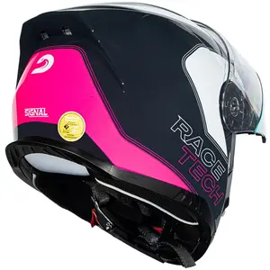 Imagem 9 de Capacete Race Tech Signal Active Branco/Verde/Rosa (Articulado)