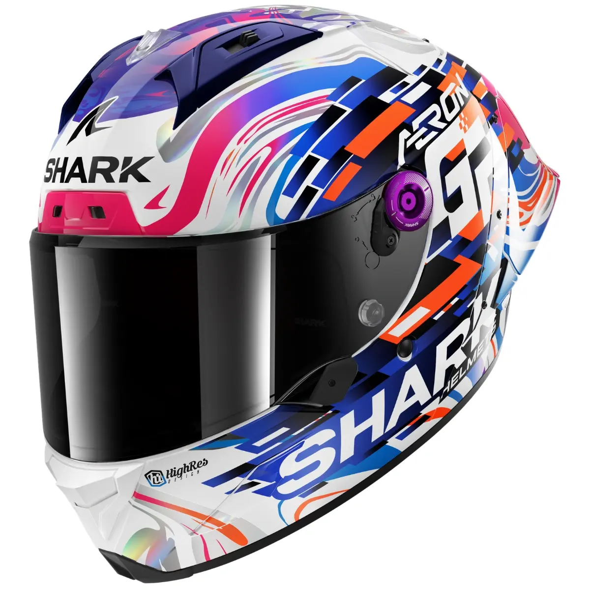 Capacete Shark Aeron-GP Carbon Zarco DVB - Branco/Roxo/Azul - Grid