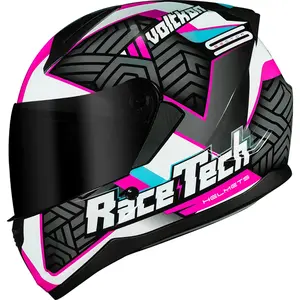 Capacete Race Tech Sector Voltkon - Branco/Rosa