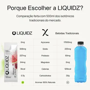 Imagem 8 de Eletrólitos em Pó Liquidz Zero Açúcar Melancia com Romã - Caixa com 14 Sachês