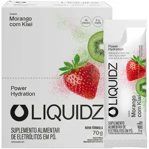 Eletrólitos em Pó Liquidz Zero Açúcar Morango com Kiwi - Caixa com 14 Sachês
