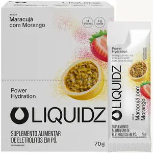 Eletrólitos em Pó Liquidz Zero Açúcar Maracujá com Morango - Caixa com 14 Sachês