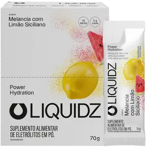 Eletrólitos em Pó Liquidz Zero Açúcar Melancia com Limão Siciliano - Caixa com 14 Sachês
