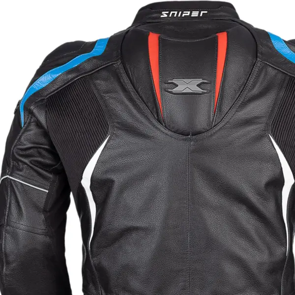 Jaqueta Texx Sniper V3 - Preto/Azul/Vermelho (Couro) - Grid Motors