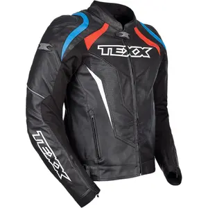 Imagem 3 de Jaqueta Texx Sniper V3 - Preto/Azul/Vermelho (Couro)